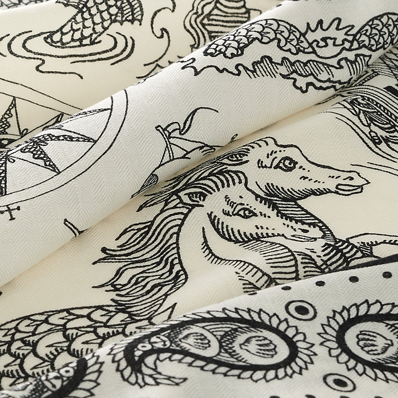 Tatouages Marins Bandana shawl 140 - White | Hermès Mainland